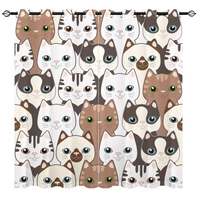 YUANZU Cat Blackout Curtains for Kids’ Room, 2 Panels, 54 x 52 in
