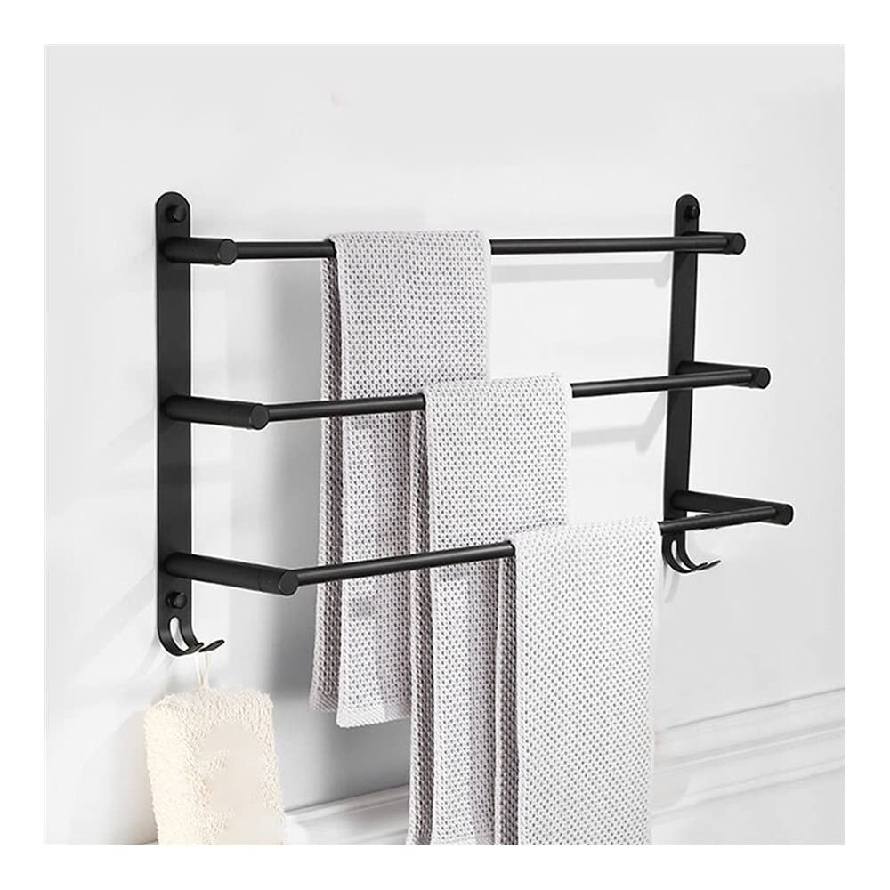 3-Tier Towel Rack, Wall-Mounted, Stainless Steel, Black, 40 cm