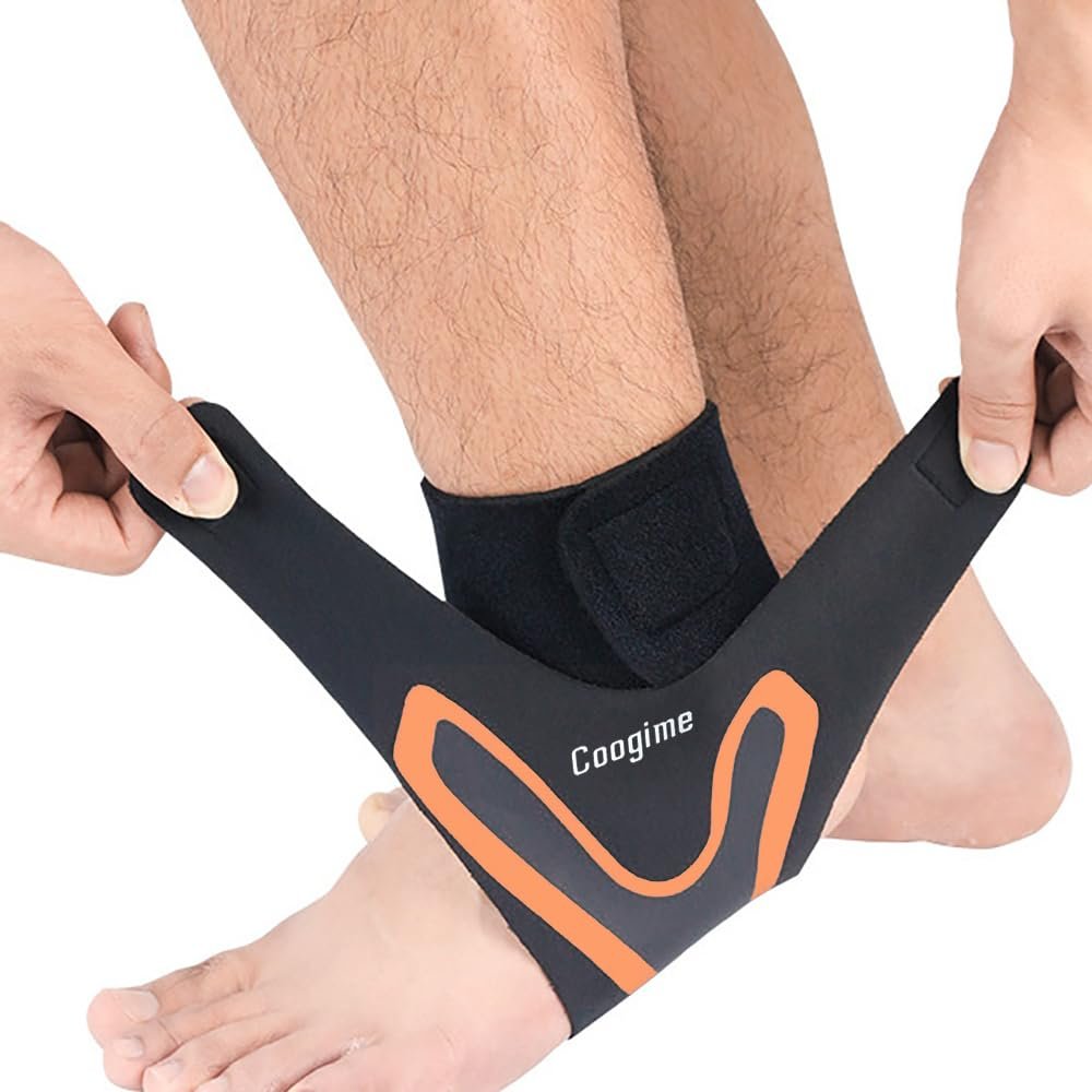 Coogime 2-Pack Plantar Fasciitis Foot Wraps, Breathable Ankle Braces, Orange, XL (EU 46–48)
