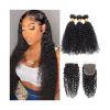 Human Hair Bundles with Closure, Kinky Curly Brazilian Remy Extensions view 1