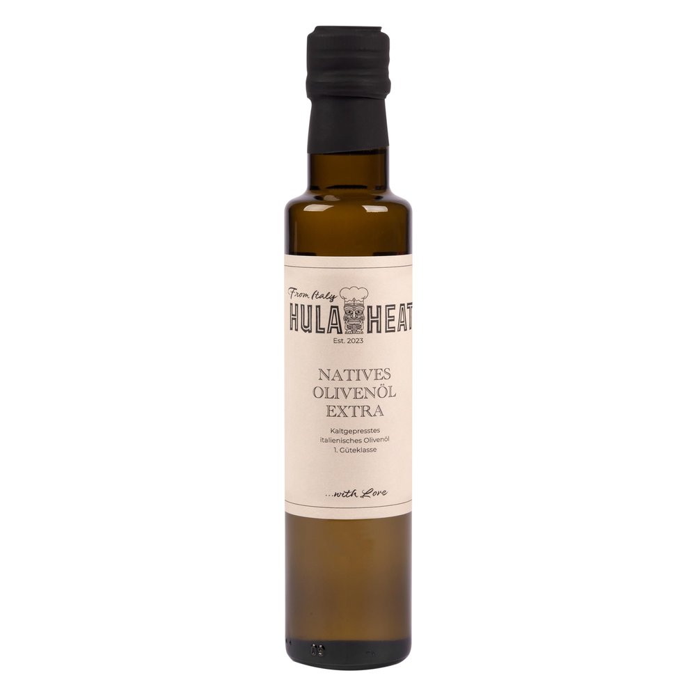 HULAHEAT Extra Virgin Olive Oil 250 ml, Cold-Pressed Italian Olive Oil, Grade 1, Gently Produced, High in Unsaturated Fatty Acids