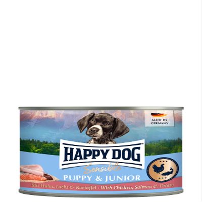 Happy Dog - Sensible Puppy & Junior M - Chicken, Salmon, Potato - Wet Food 12 x 200 g