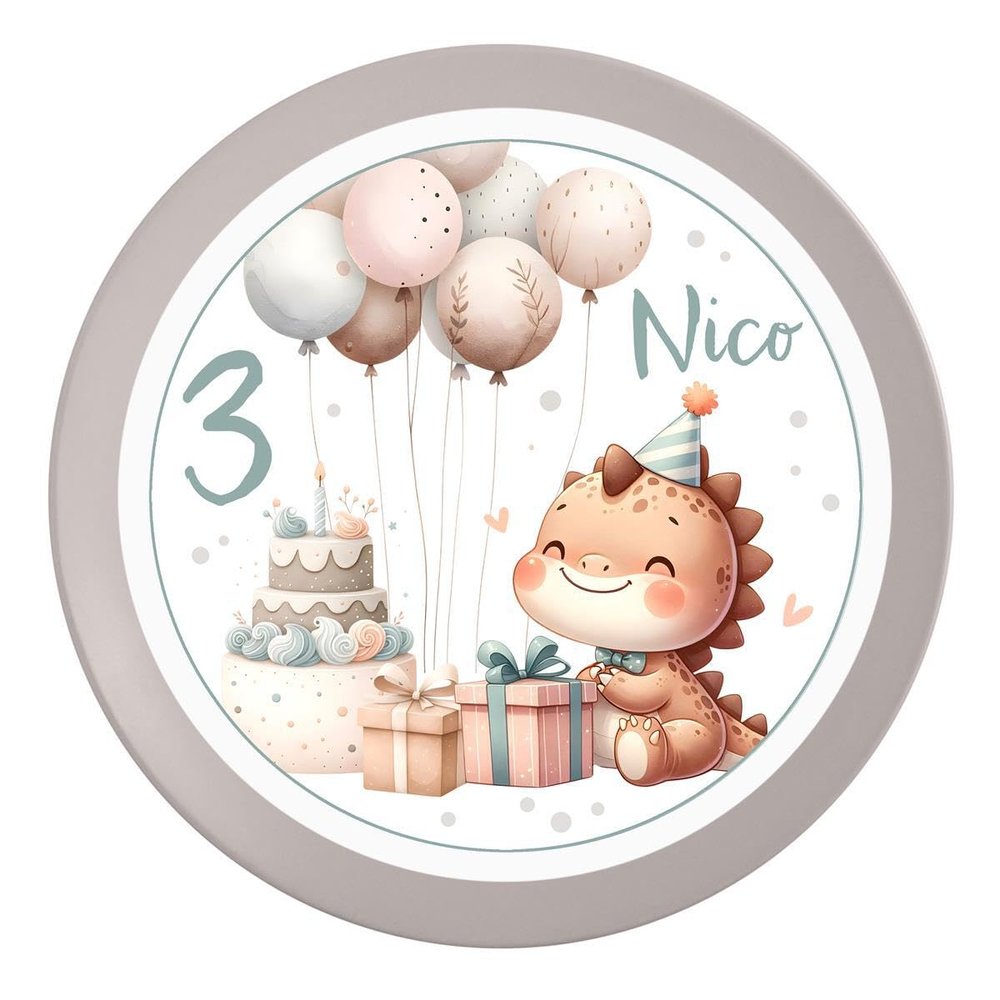 Dino #4 Birthday Cake Topper with Name & Age (20 cm)