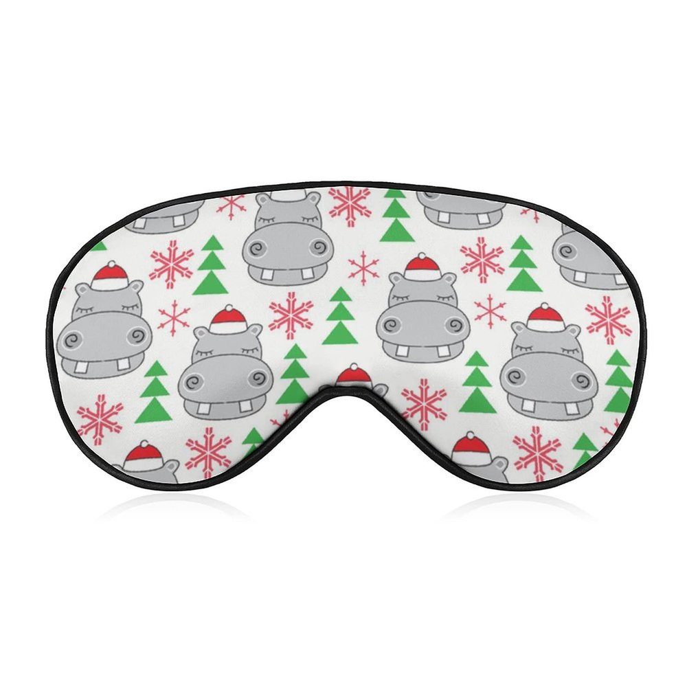 Santa Hippos Funny Sleep Eye Mask with Adjustable Strap