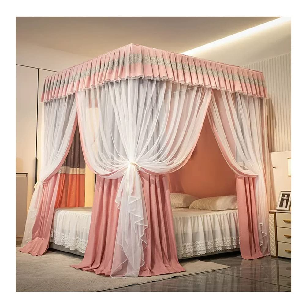 GLFNB Pink Canopy Mosquito Net for Girls, Single-Bed Curtains, Princess Bed Canopy, Birthday Gift, Girls' Room Decor (Single Layer, Size)