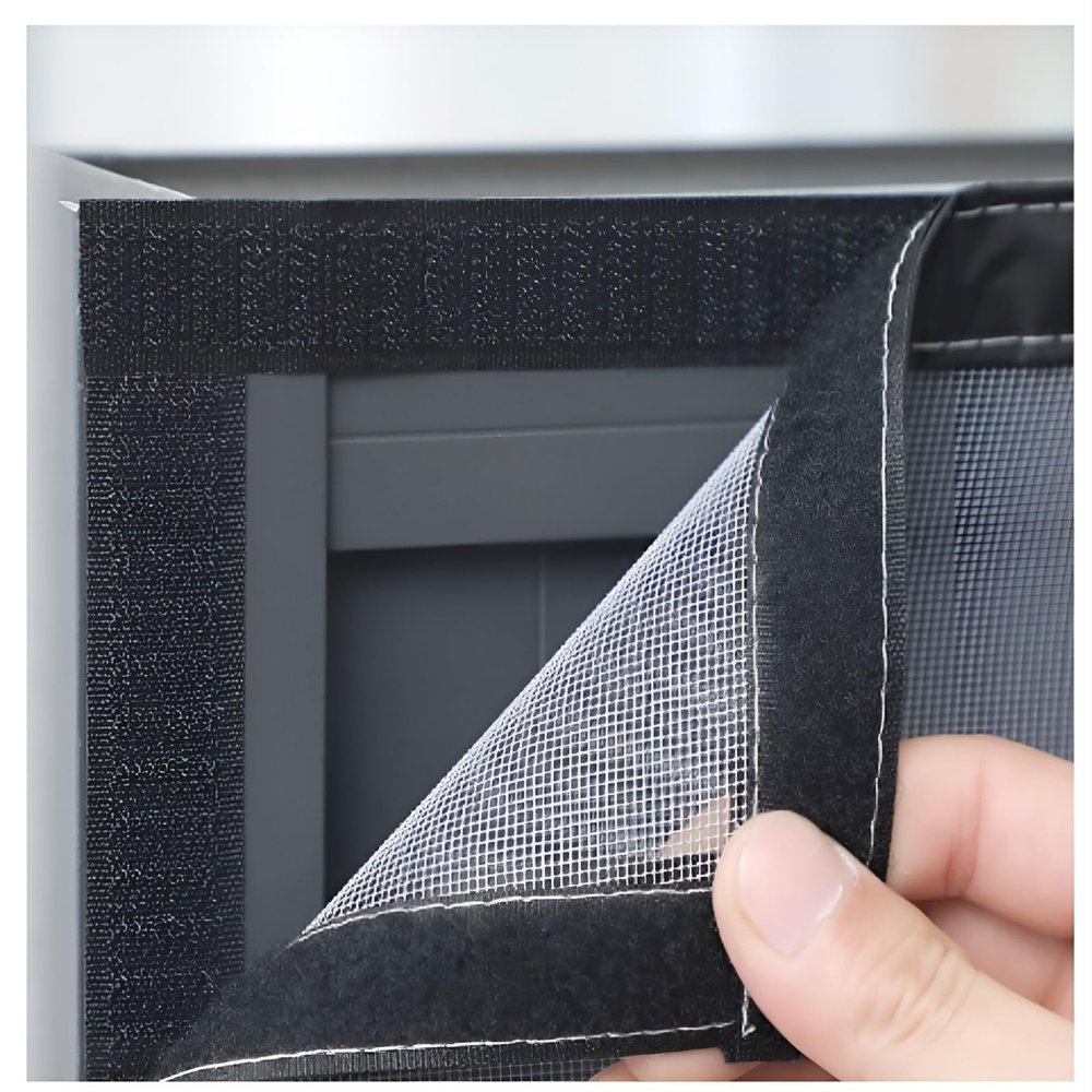 304 Stainless Steel Cat Window Screen with Hook-and-Loop Tape, No Drilling, Gray