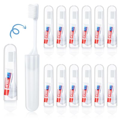 taonganui 12-Pack Foldable Travel Toothbrushes with Toothpaste