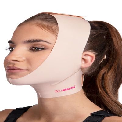 Lipoelastic FM 02 Face Compression Garment for Men and Women, Postoperative Facial Surgery, Natural, M
