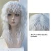 Long Wavy Curly White Synthetic Wig with Bangs view 4