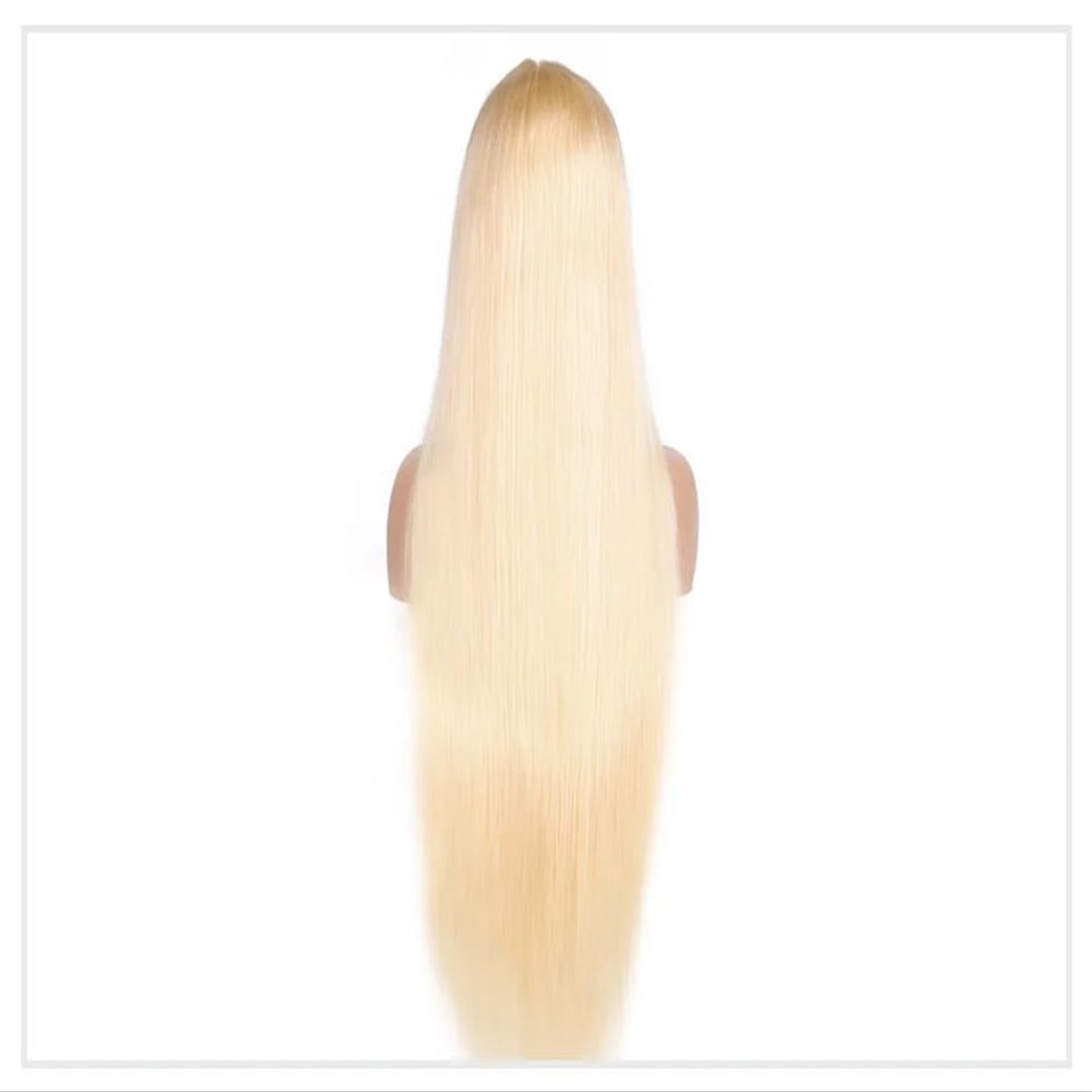 Lace Front Human Hair Wig for Women, Transparent Brazilian Straight Frontal Wig, 613, 13x6, 18-Inch, #150 Density