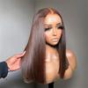 Chocolate Brown 16-Inch Straight Bob Lace Frontal Wig, Brazilian Remy Human Hair, #13x4 view 3