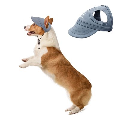 BT Bear Dog Hat with Ear Holes, Adjustable Baseball Cap for Outdoors, Summer, Travel and Sports, for Small and Medium Dogs (XL, Dark Blue)