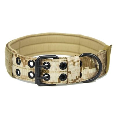Adjustable Military Dog Collar, Soft Nylon, Khaki, M