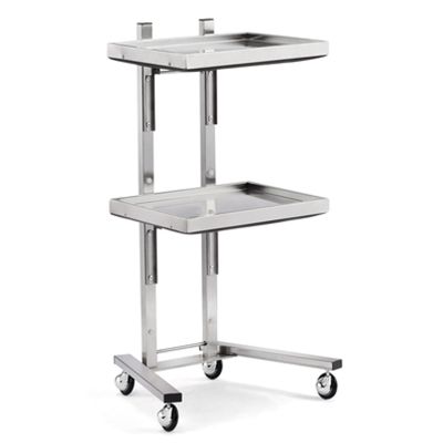 ZJGFCB Stainless Steel 2-Tier Folding Salon Cart with Wheels
