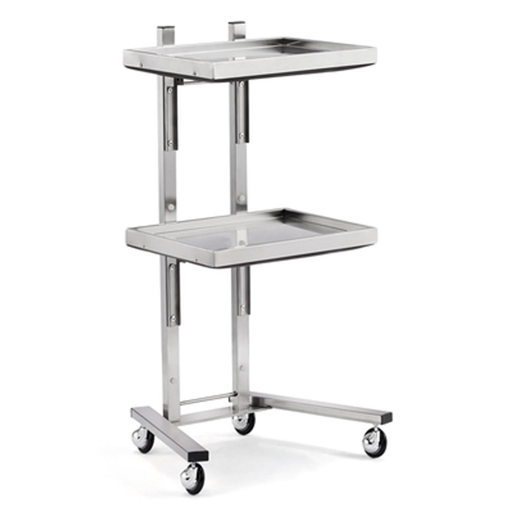 ZJGFCB Stainless Steel 2-Tier Folding Salon Cart with Wheels