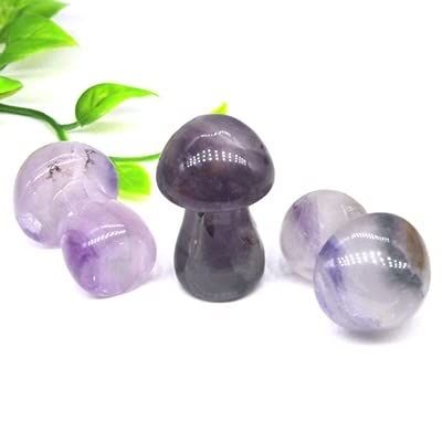 JRXFXEKW 1.5-Inch Mushroom Statue, Natural Rose Quartz, Carved, Room Decor, Craft Figurine, Crystals, Gemstones, Polished Jewelry Piece (Color: Fluorite, Size: One Size)