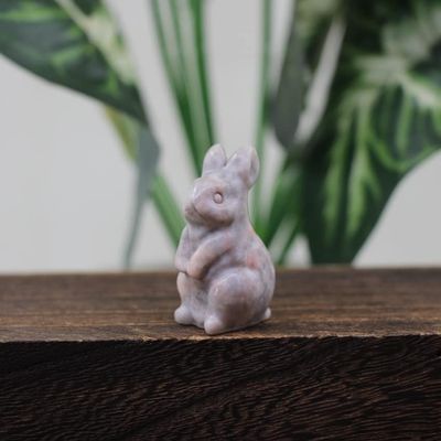 JRBJWYVV 1.4-Inch Rabbit Statue, Pink Zebra Jasper