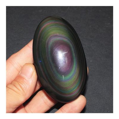 Natural Rainbow Obsidian Palm Stones and Crystal Decor