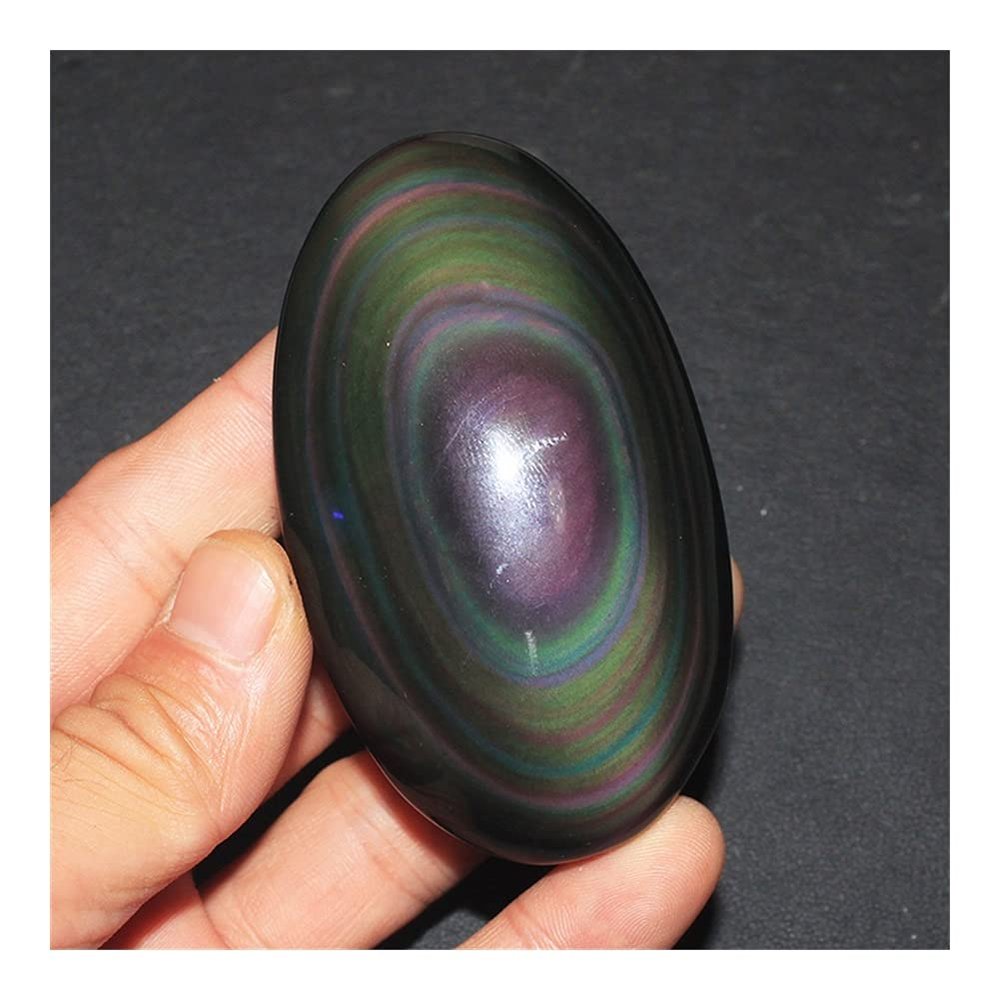 Natural Rainbow Obsidian Palm Stones and Crystal Decor