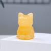 JRXFXEKW 1.2-Inch Cat Statue, Natural Crystal, Carved Animal Figurine, Gemstone Craft, Home Décor (Yellow, One Size) view 1