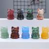 JRXFXEKW 1.2-Inch Cat Statue, Natural Crystal, Carved Animal Figurine, Gemstone Craft, Home Décor (Yellow, One Size) view 3