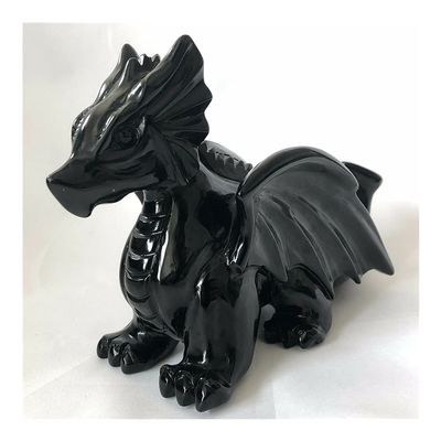 ZDVHOMCB Hand-Carved Dragon Crystal Figurine, Natural Obsidian