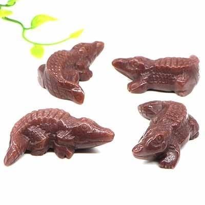 5.1 cm Large Crocodile Statue, Natural Crystal Rose Quartz Figurine, Aquarium Decoration