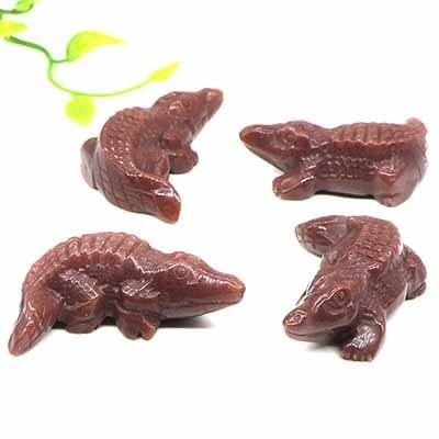 5.1 cm Large Crocodile Statue, Natural Crystal Rose Quartz Figurine, Aquarium Decoration