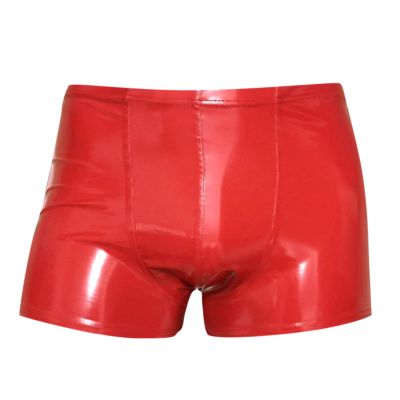Men's Wet-Look Boxer Briefs with Faux Leather and Latex Look