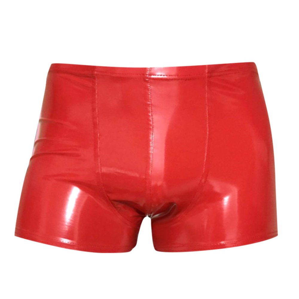 Men's Wet-Look Boxer Briefs with Faux Leather and Latex Look