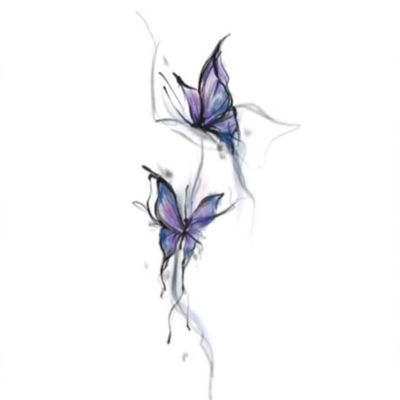 Blue and Purple Butterfly Tattoo Stickers, Colorful, Waterproof, Long-Lasting Arm Tattoos