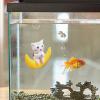 Cat Sitting on Moon Aquarium Decoration view 2