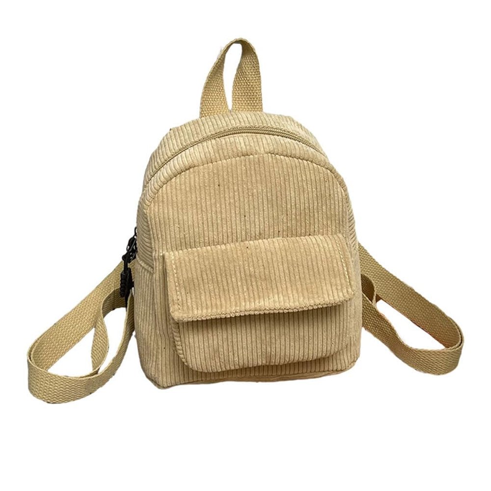tuwiwol Lightweight Women's Mini Corduroy Backpack, Khaki