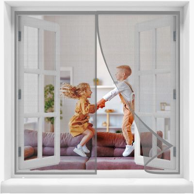 Magnetic Insect Screen for Window, 80 x 130 cm, Gray