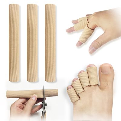 3-Piece Cuttable Silicone Toe Protector Tubes, Gel Cushion Sleeves for Corns, Blisters and Calluses, Size M