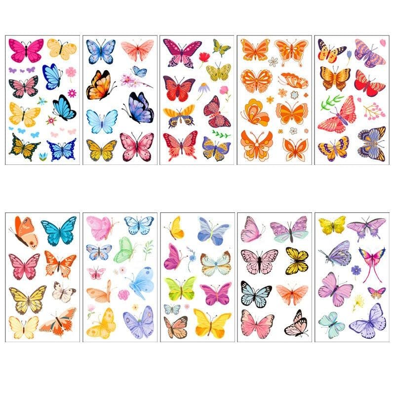 Butterfly Tattoo Stickers, Waterproof, Sweat-Resistant, Colorful Cartoon Temporary Tattoos