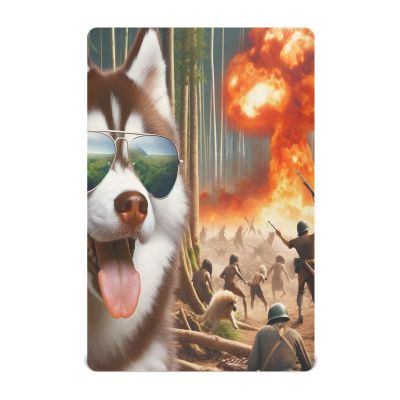 Cool Husky with Sunglasses Exploring a Primitive Forest Crib Sheet
