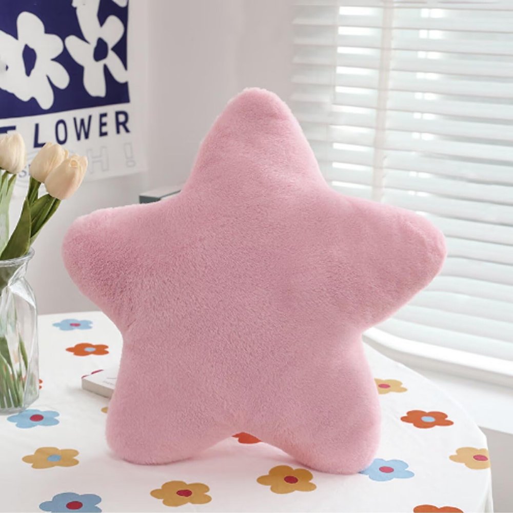 Star-Shaped Decorative Pillow for Kids, Soft Plush Cuddle Cushion, Lotus Root, 40 x 40 cm