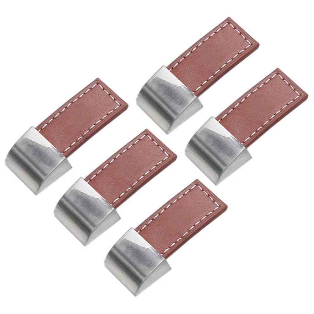 5-Pack Light Brown PU Leather Cabinet Handles