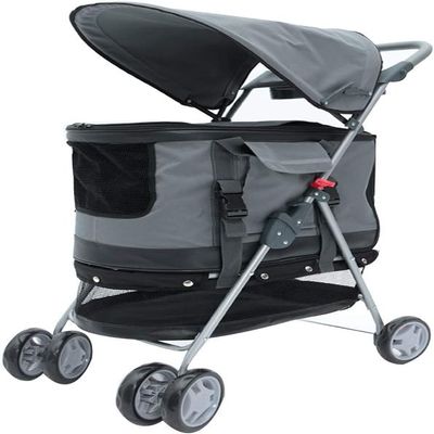 Foldable 4-Wheel Pet Stroller, Removable Cat & Dog Wagon, 360° Swivel Front Wheel, Jogging All-Terrain Cart, 30 kg Capacity