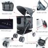Foldable 4-Wheel Pet Stroller, Removable Cat & Dog Wagon, 360° Swivel Front Wheel, Jogging All-Terrain Cart, 30 kg Capacity view 3