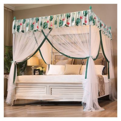4-Post Canopy Bed Curtain, Square Mosquito Net with 3 Openings, Princess Bedroom Decor (Color: C, Size: 1.2 x 2.0 m)