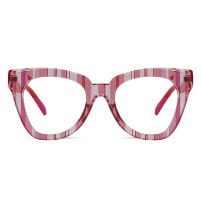 AOOLIA Cat Eye Reading Glasses, Stylish Blue Light Filter Frames (Red, 1.75x)