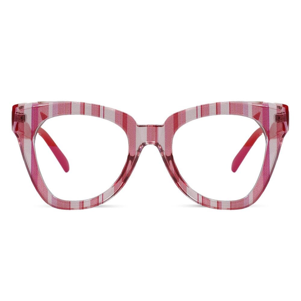 AOOLIA Cat Eye Reading Glasses, Stylish Blue Light Filter Frames (Red, 1.75x)