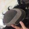 Men’s Hair Replacement Toupee, Fine Mono with Poly-PU Base, European Human Hair, #1B Off-Black, 6 in view 3