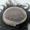 Men’s Hair Replacement Toupee, Fine Mono with Poly-PU Base, European Human Hair, #1B Off-Black, 6 in view 4