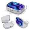 YJWANDL Pill Case with Wavy Purple Print, 2 Compartments, Decorative Metal Pill Box for Purse or Wallet view 2
