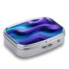 YJWANDL Pill Case with Wavy Purple Print, 2 Compartments, Decorative Metal Pill Box for Purse or Wallet view 3