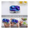 YJWANDL Pill Case with Wavy Purple Print, 2 Compartments, Decorative Metal Pill Box for Purse or Wallet view 4