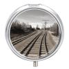 YJWANDL Round Pill Case with Train-Track Print, 3 Compartments, Style 11 view 1